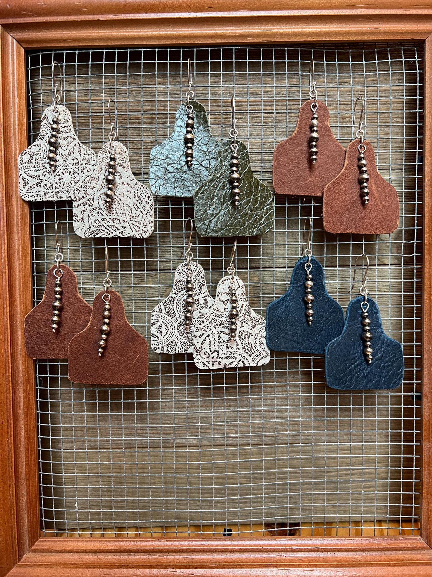 White Cow Tag Earrings