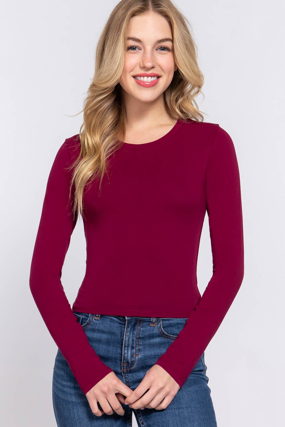 Long Sleeve Crew Neck Crop Top