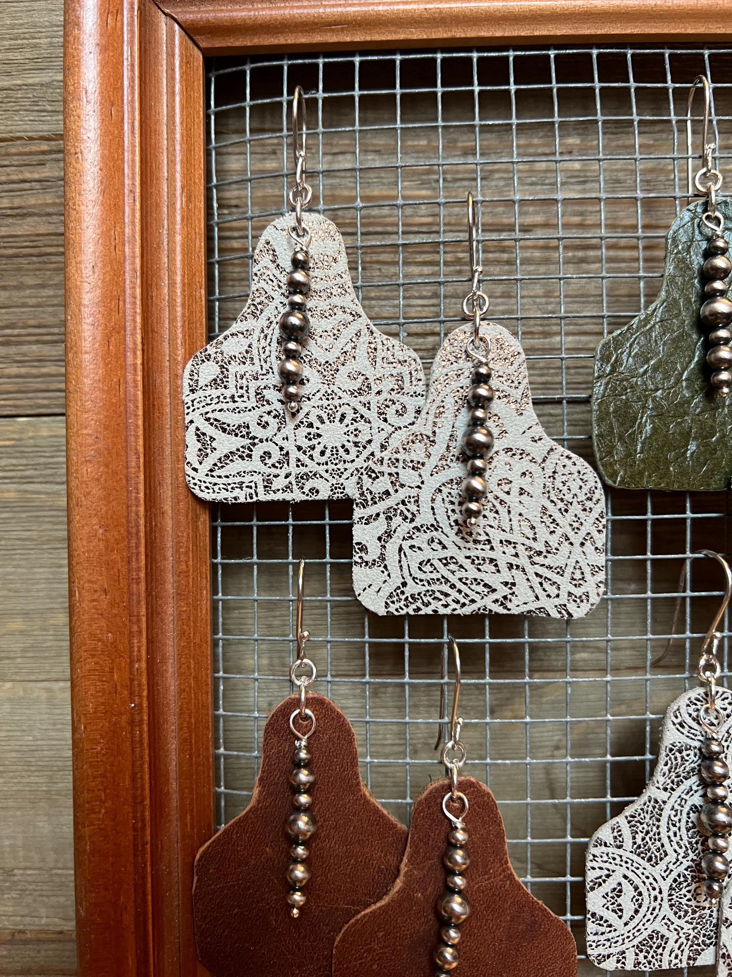 White Cow Tag Earrings