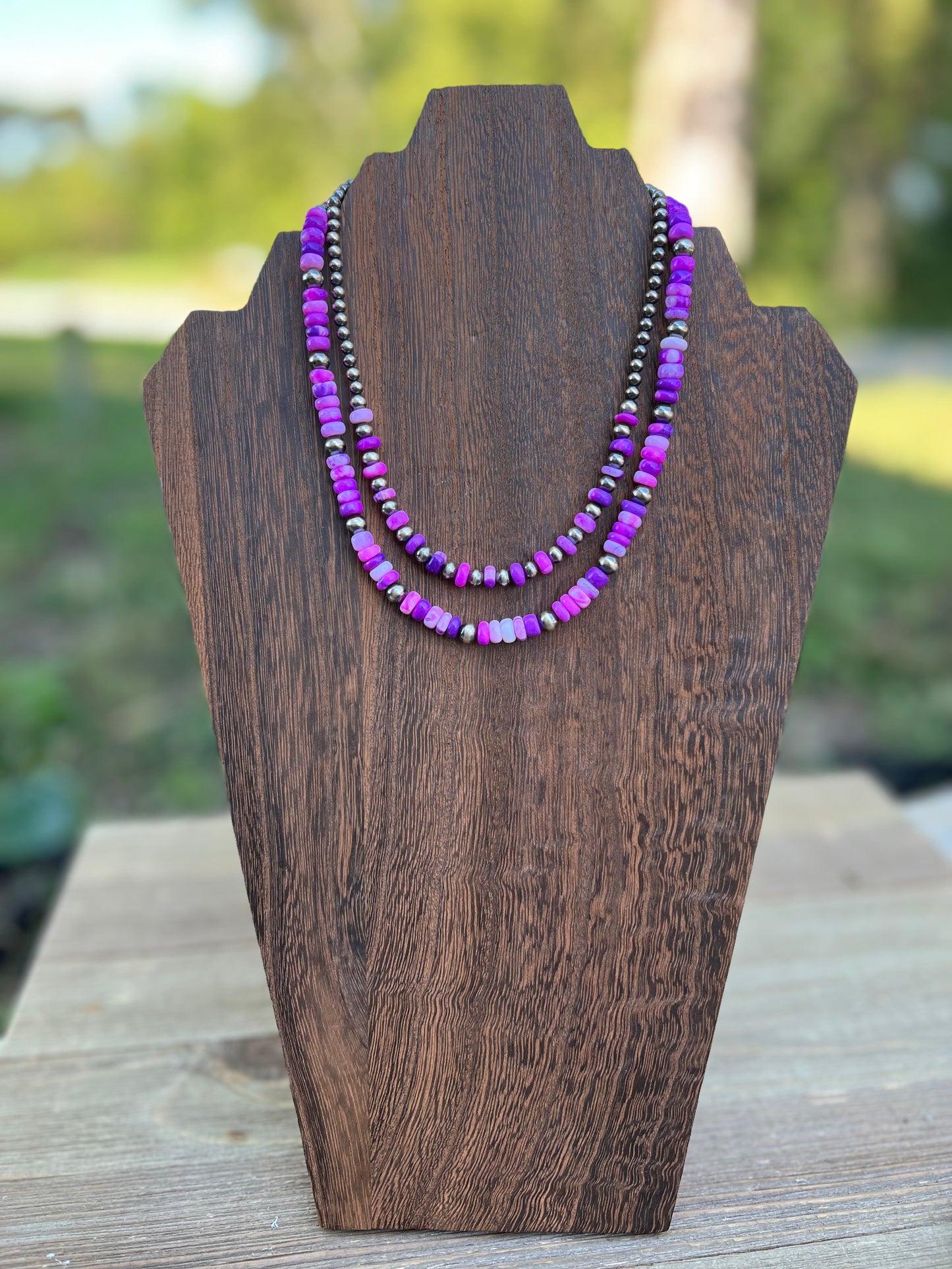 Pink/purple opal necklace 4/5mm