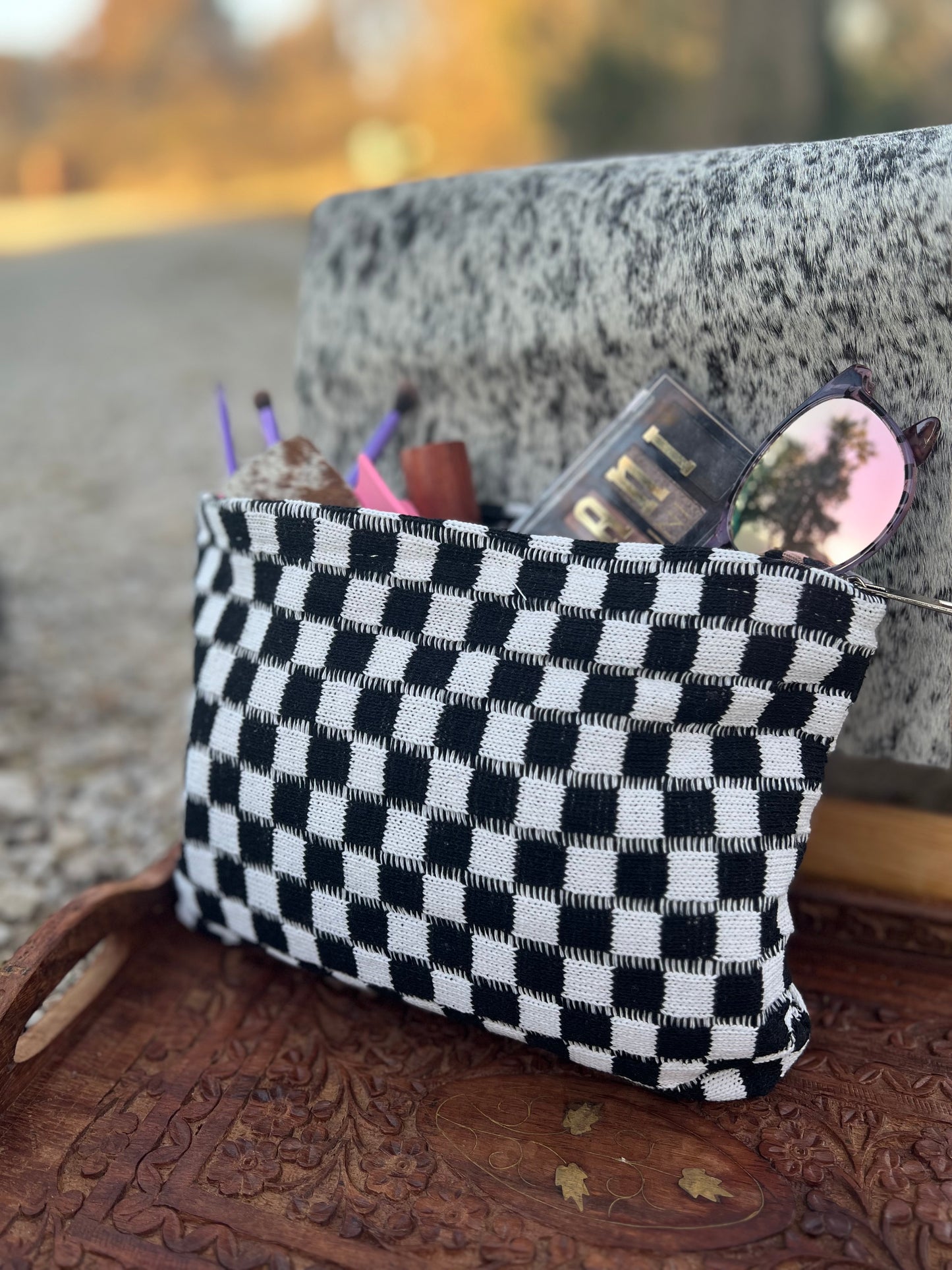 Checkered Clutch Bag