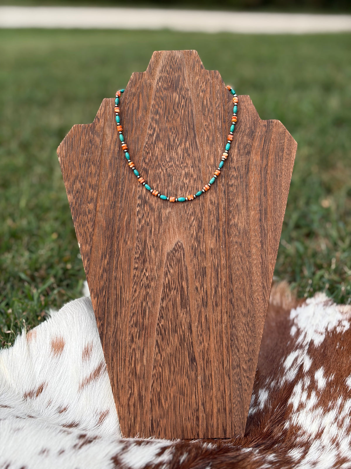 Orange Spiny & Turquoise Choker