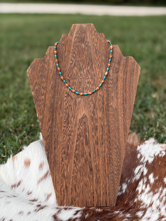 Orange Spiny & Turquoise Choker